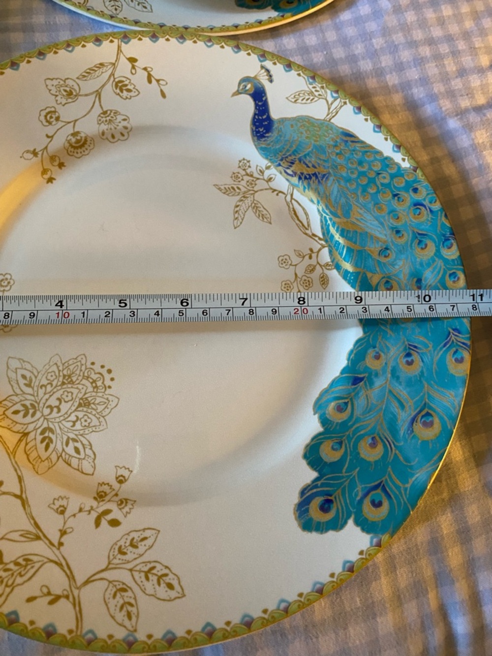 Peacock Garden Fine China Porcelain Dinner Plate by 222 Fifth Set of 2 - Picture 9 of 12